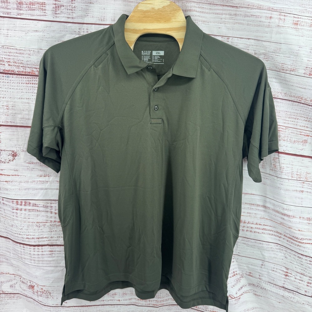 5.11 Tactical Polo Shirt Mens 2XL Performance Green Short Sleeve Utility